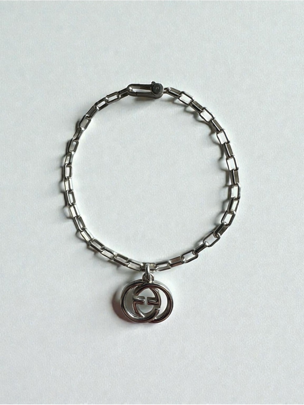 Gucci Interlocking GG 925 Sterling Silver Bracelet Size 21 / 8.25” | Unisex
